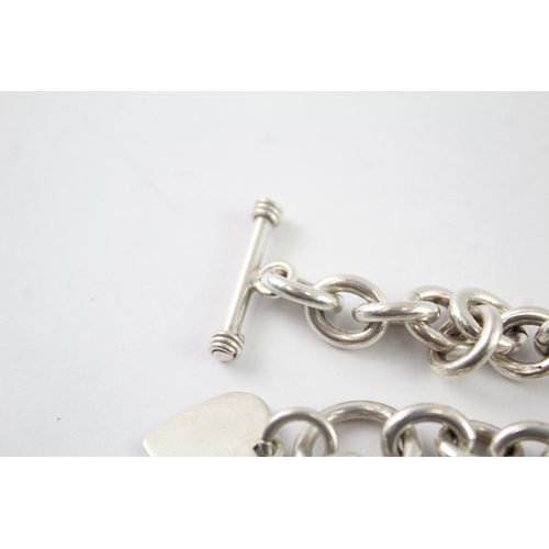 222 - Sterling Silver Belcher Link Bracelet w/ Heart Tags (48g)