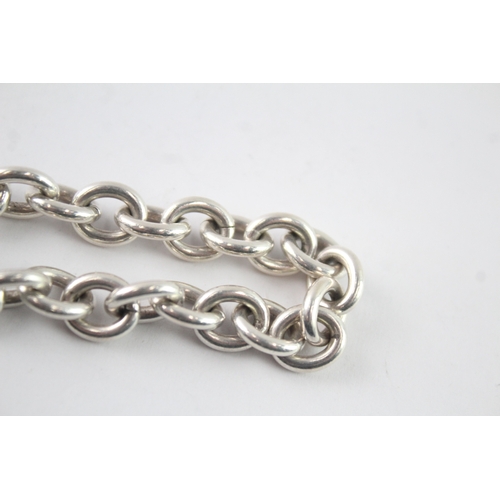 222 - Sterling Silver Belcher Link Bracelet w/ Heart Tags (48g)