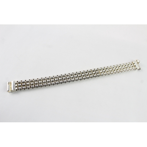 232 - Modernist Sterling Silver Multirow Bracelet (64g)