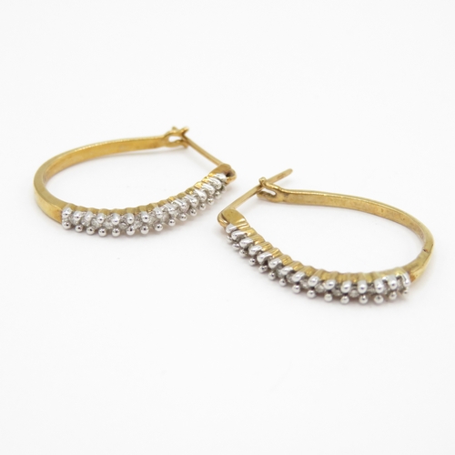 100 - 9ct gold diamond hoop earrings (2g)
