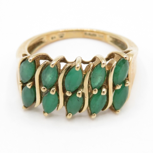 107 - 9ct gold emerald dress ring (3.3g) Size N 1/2