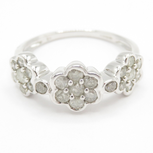 110 - 9ct gold diamond cluster ring (3.4g) Size R