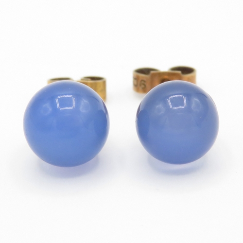 190 - 9ct gold chaldoncy stud earrings (1.8g)