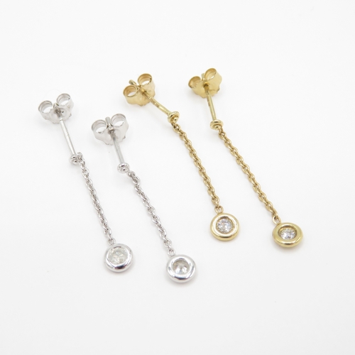 191 - 2x 9ct gold diamond drop earrings (1g)