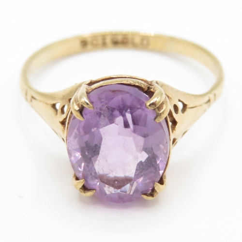 85 - 9ct gold vintage amethyst dress ring (1.7g) Size K