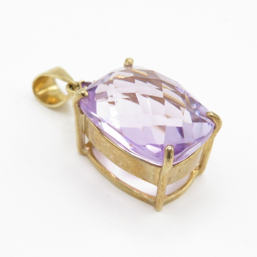 96 - 9ct gold facet amethyst pendant (5.1g)