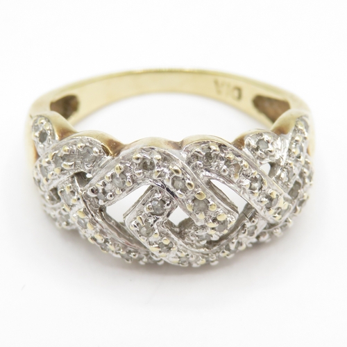 99 - 9ct gold diamond dress ring (3.4g) Size J 1/2