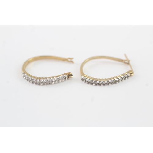 100 - 9ct gold diamond hoop earrings (2g)