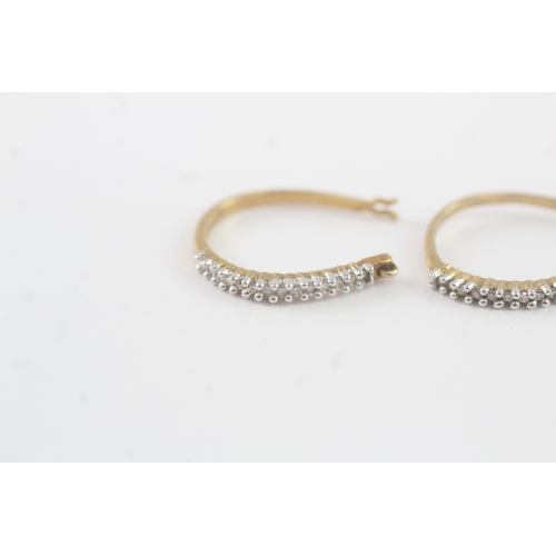 100 - 9ct gold diamond hoop earrings (2g)