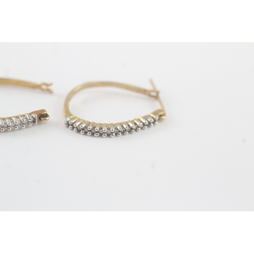 100 - 9ct gold diamond hoop earrings (2g)