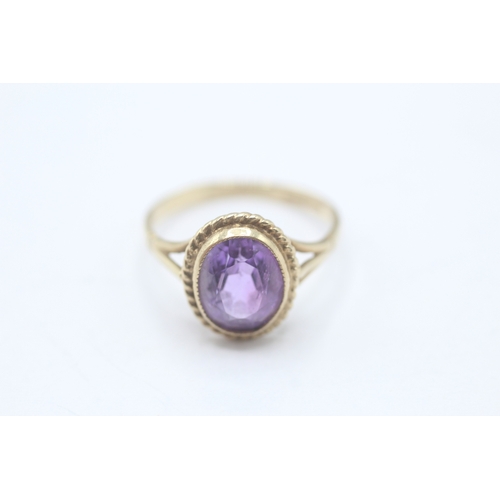 103 - 9ct gold vintage amethyst dress ring (2.3g) Size M