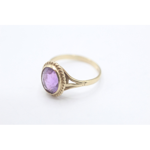 103 - 9ct gold vintage amethyst dress ring (2.3g) Size M
