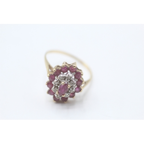 106 - 9ct gold vintage ruby & diamond dress ring (2g) Size L 1/2