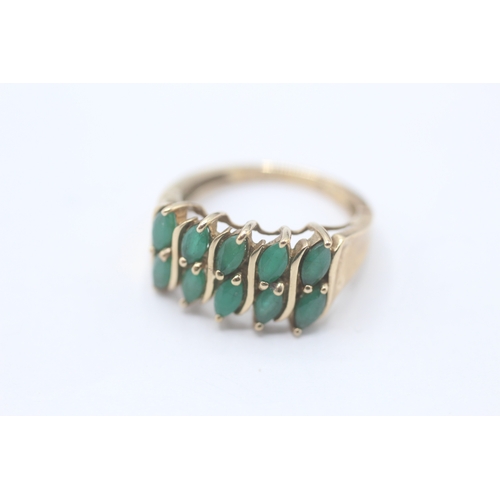 107 - 9ct gold emerald dress ring (3.3g) Size N 1/2