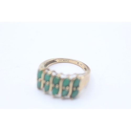 107 - 9ct gold emerald dress ring (3.3g) Size N 1/2