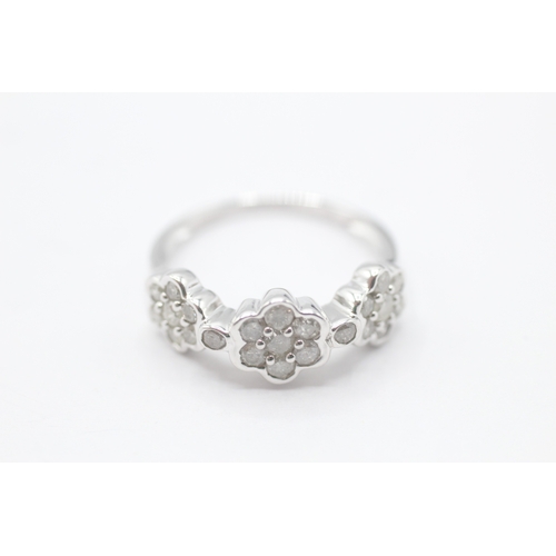 110 - 9ct gold diamond cluster ring (3.4g) Size R