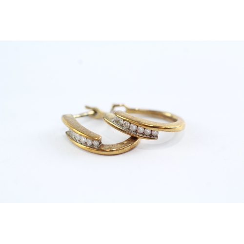 181 - 9ct gold diamond hoop earrings (4.1g)