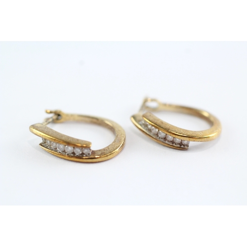 181 - 9ct gold diamond hoop earrings (4.1g)