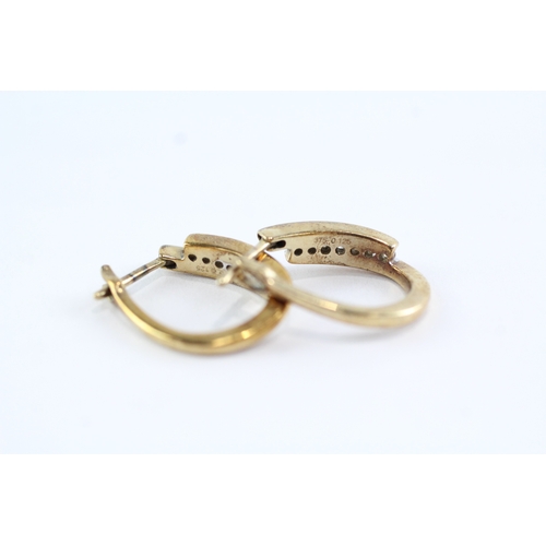 181 - 9ct gold diamond hoop earrings (4.1g)
