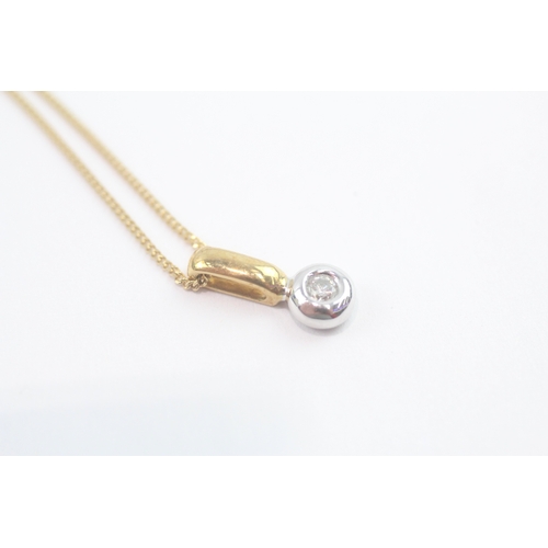 185 - 18ct gold diamond solitaire pendant necklace (3.1g)
