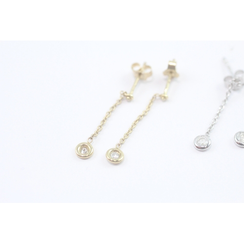 191 - 2x 9ct gold diamond drop earrings (1g)