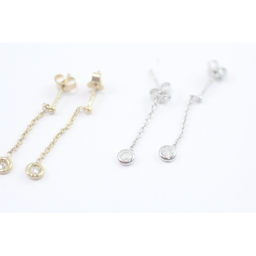 191 - 2x 9ct gold diamond drop earrings (1g)