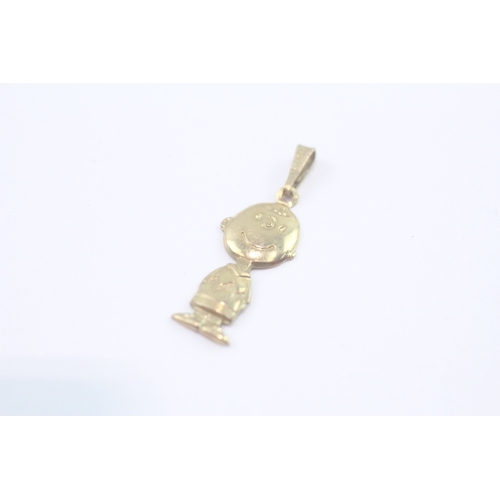 193 - 2 x 9ct gold pendants/charms including Charlie Brown (2.4g)