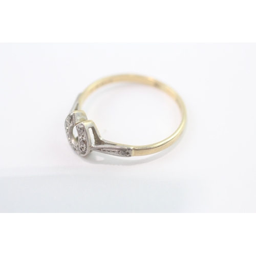 195 - 18ct gold and platinum diamond horseshoe ring (2.2g) Size Q