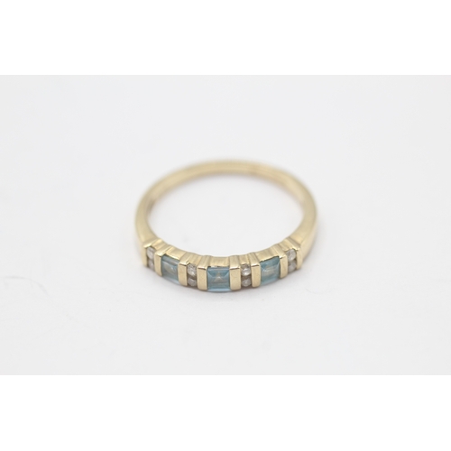 46 - 9ct gold topaz & diamond half eternity ring (1.9g) Size P
