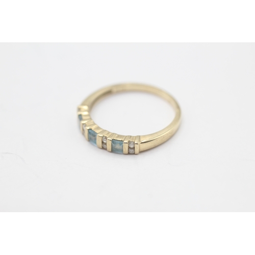46 - 9ct gold topaz & diamond half eternity ring (1.9g) Size P