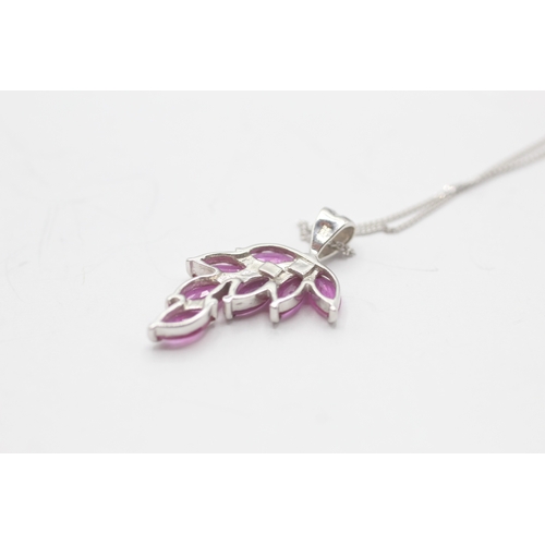 57 - 9ct gold ruby & diamond pendant necklace (2.4g)