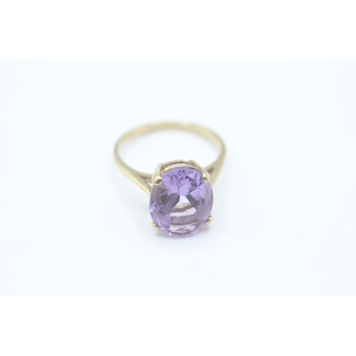 61 - 9ct gold vintage amethyst dress ring (2.5g) Size L 1/2