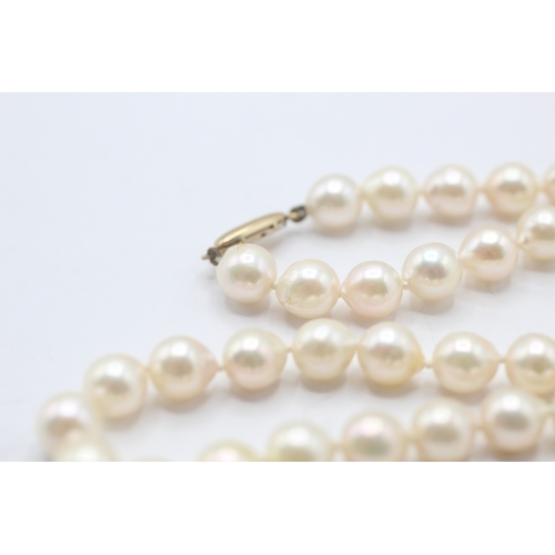 62 - 9ct gold cultured pearl necklace (29.7g)