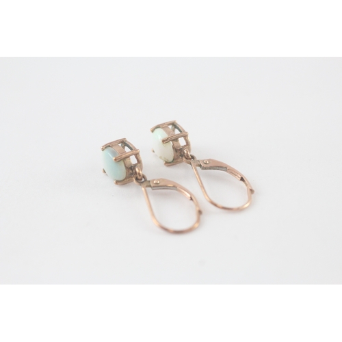69 - 9ct gold opal drop earrings (1.8g)