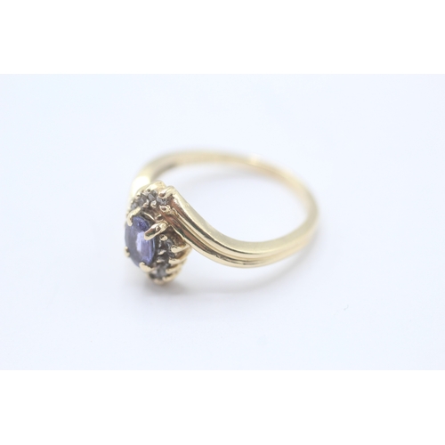 73 - 9ct gold iolite & diamond dress ring (3.2g) Size M