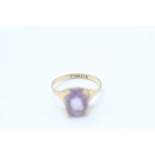 85 - 9ct gold vintage amethyst dress ring (1.7g) Size K
