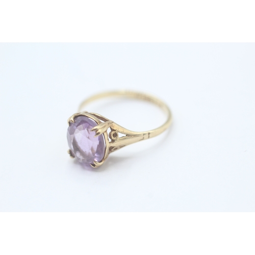 85 - 9ct gold vintage amethyst dress ring (1.7g) Size K