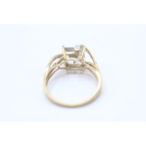 95 - 9ct gold prasiolite & diamond dress ring (2.8g) Size Q