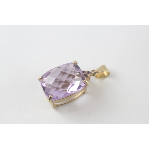 96 - 9ct gold facet amethyst pendant (5.1g)