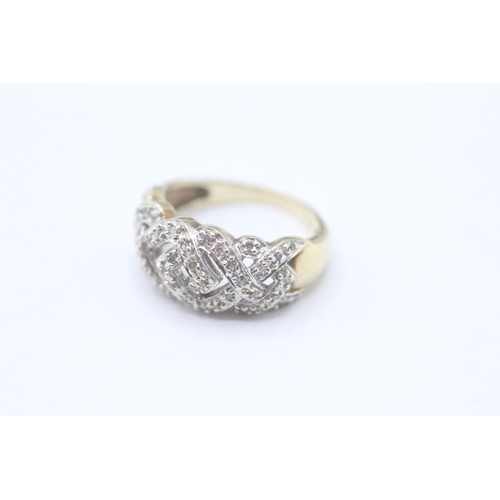 99 - 9ct gold diamond dress ring (3.4g) Size J 1/2