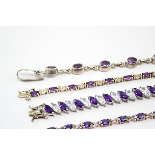 233 - Collection of Sterling Silver Bracelet, inc. Gemstone, Amethyst, Tennis x 5 (64g)