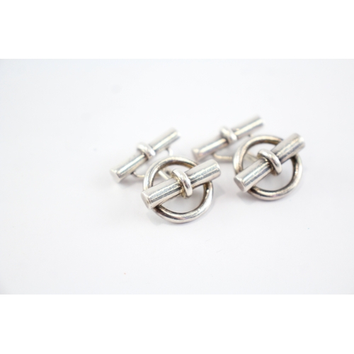 235 - Sterling Silver Hermes Cufflinks, w/ T Bar (30g)