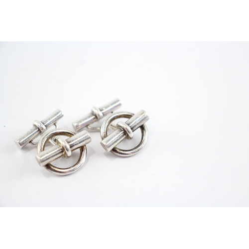 235 - Sterling Silver Hermes Cufflinks, w/ T Bar (30g)