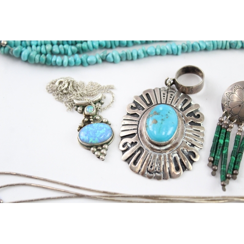 240 - Collection of Sterling Silver Native American Jewellery, inc. Carolyn Pollack x 6 (94g)