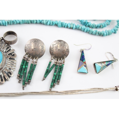 240 - Collection of Sterling Silver Native American Jewellery, inc. Carolyn Pollack x 6 (94g)