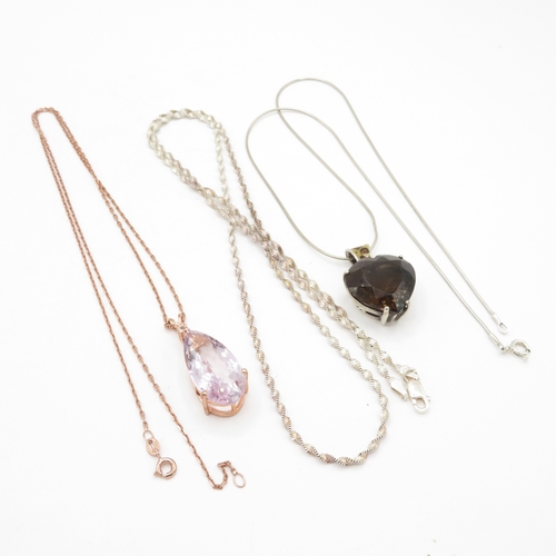 201 - Collection of Sterling Silver Necklaces inc Gemstone - 16.3g