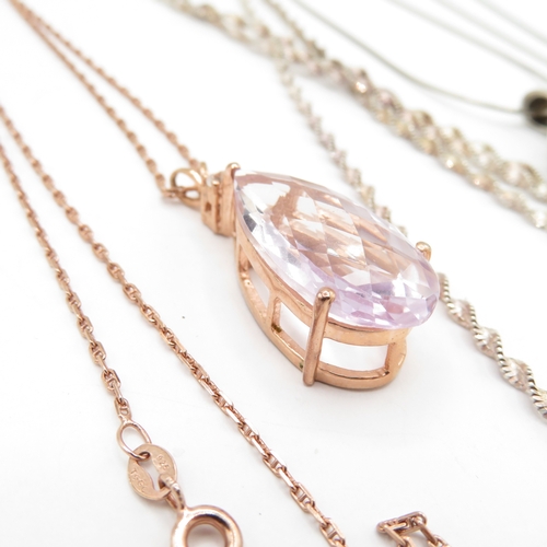 201 - Collection of Sterling Silver Necklaces inc Gemstone - 16.3g