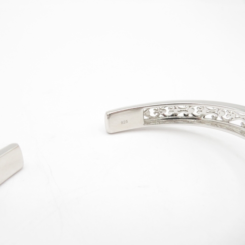 204 - 2 x Sterling Silver Gemset Bangles - 55g