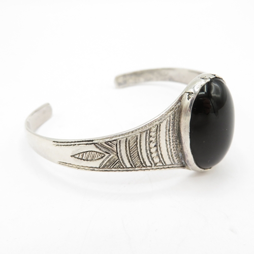 204 - 2 x Sterling Silver Gemset Bangles - 55g