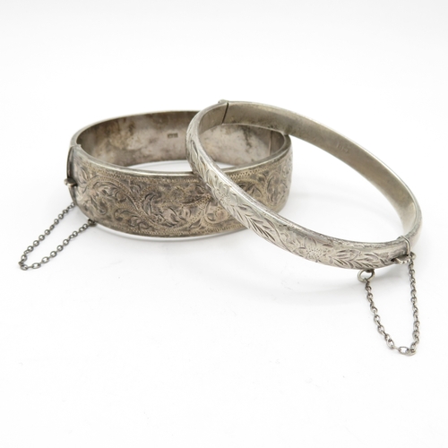 220 - 2 x Sterling Silver Bangles inc Etched and personalised engraving - 42.9g